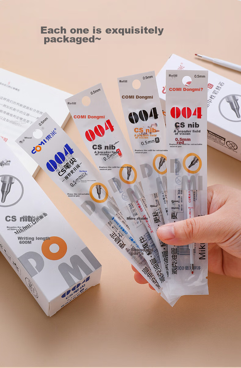 Dongmi Gel Pen Refill for Elementary, Middle School And College Students, Office Stationery, Handwriting Practice, 0.5mm, Click-Type, Replaceable Core, Student Exam Writing, Black Ink, Dongmi Brand, 20 Pieces/box, DM-004 9