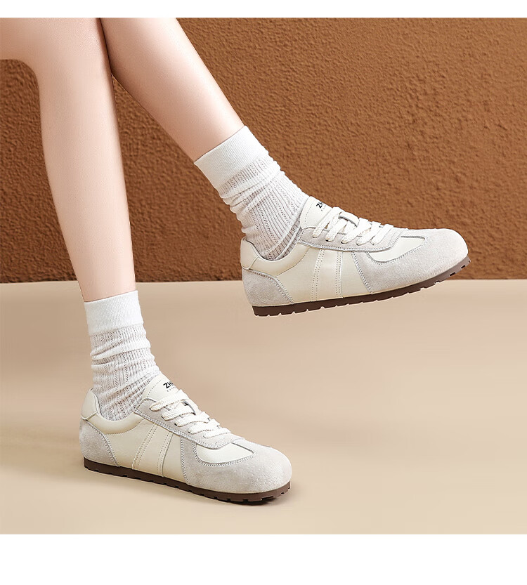 ZHR Casual Shoes for Women, Retro Patchwork Dexun Shoes, Genuine Leather Versatile Sports Shoes for Women, A120 Beige, Size 35 17