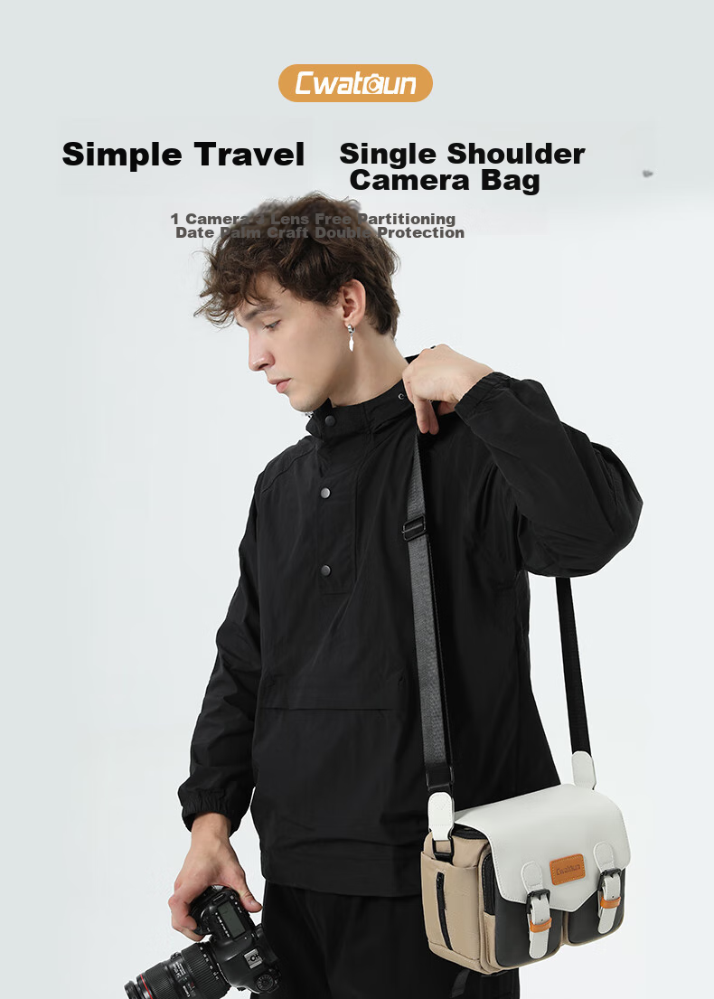 CWATCUN Shoulder Camera Bag, Japanese Style Portable Casual Mirrorless DSLR Camera Bag, Professional Crossbody Bag Suitable for Fuji, Canon, Sony, Nikon Camera Bags 2