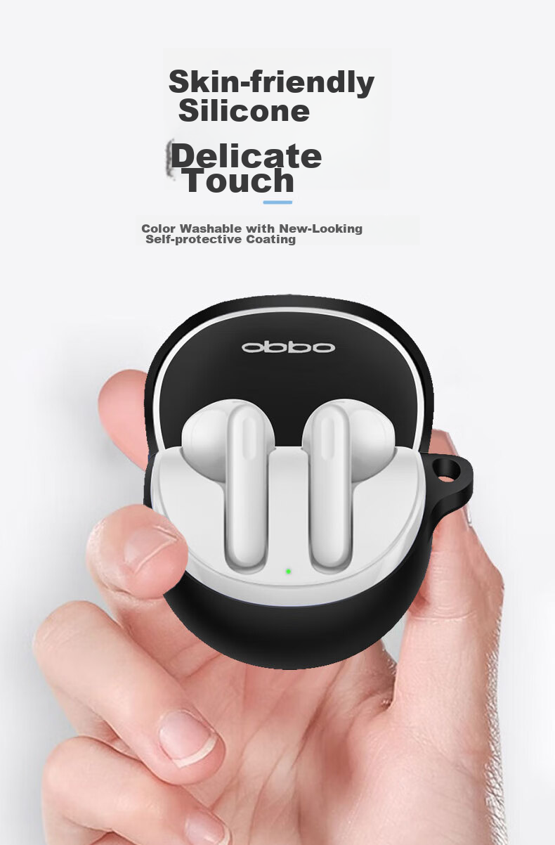 KMaxAI Compatible with OPPO Enco Air3 Earphone Case, Silicone Protective Cover with Hook, True Wireless Charging Case, Frosted Protective Simple Solid Color Soft Shell, White 3