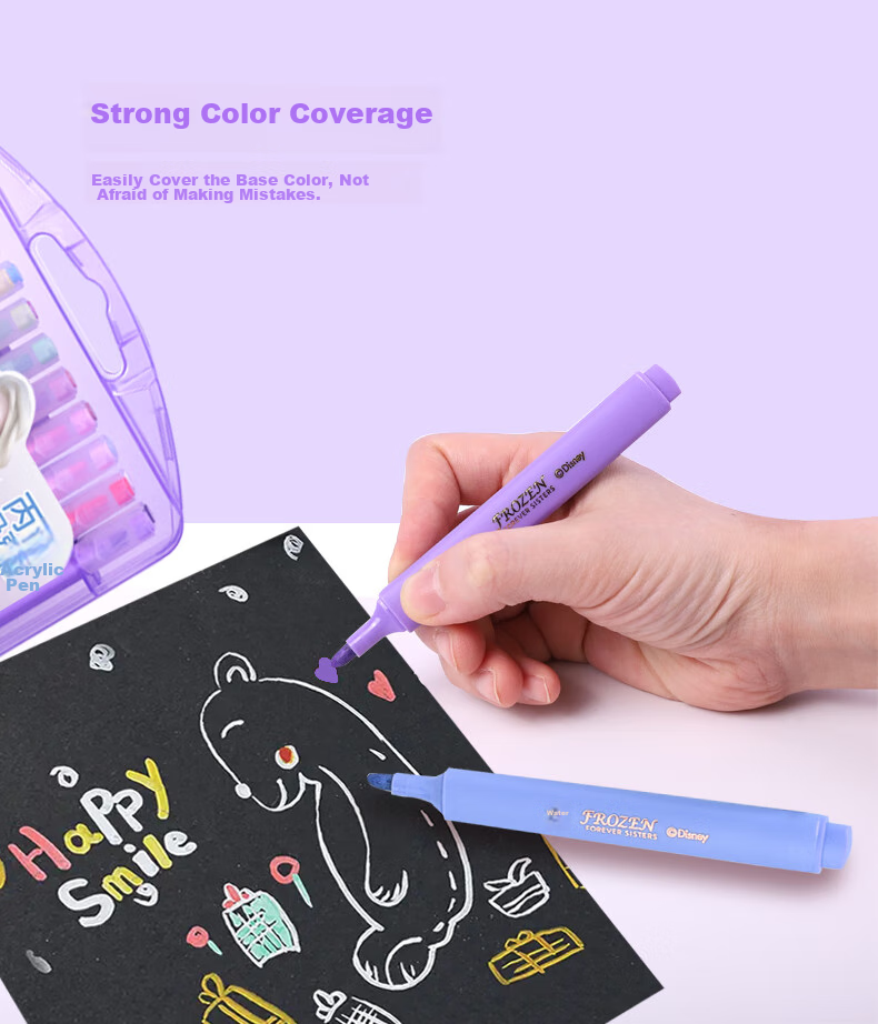 Disney Acrylic Markers, 24 Colors, Children's Doodle Drawing Pens, Quick-Drying, Elementary School Cartoon Waterproof Paint Pens, Spider-Man Watercolor Pens 4