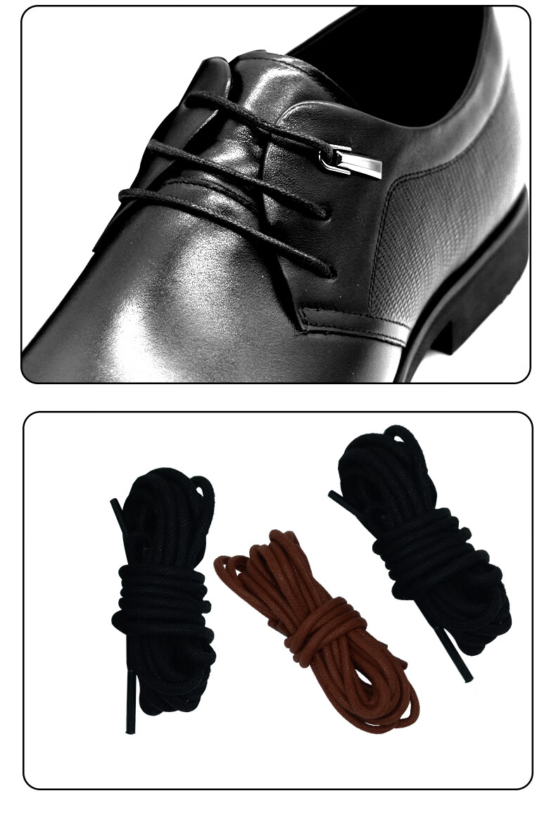 FOOTOPPO Black Leather Shoe Laces for Men's Casual Leather Shoes, Business Round Wax-Edged Black Shoe Laces for Wome 9