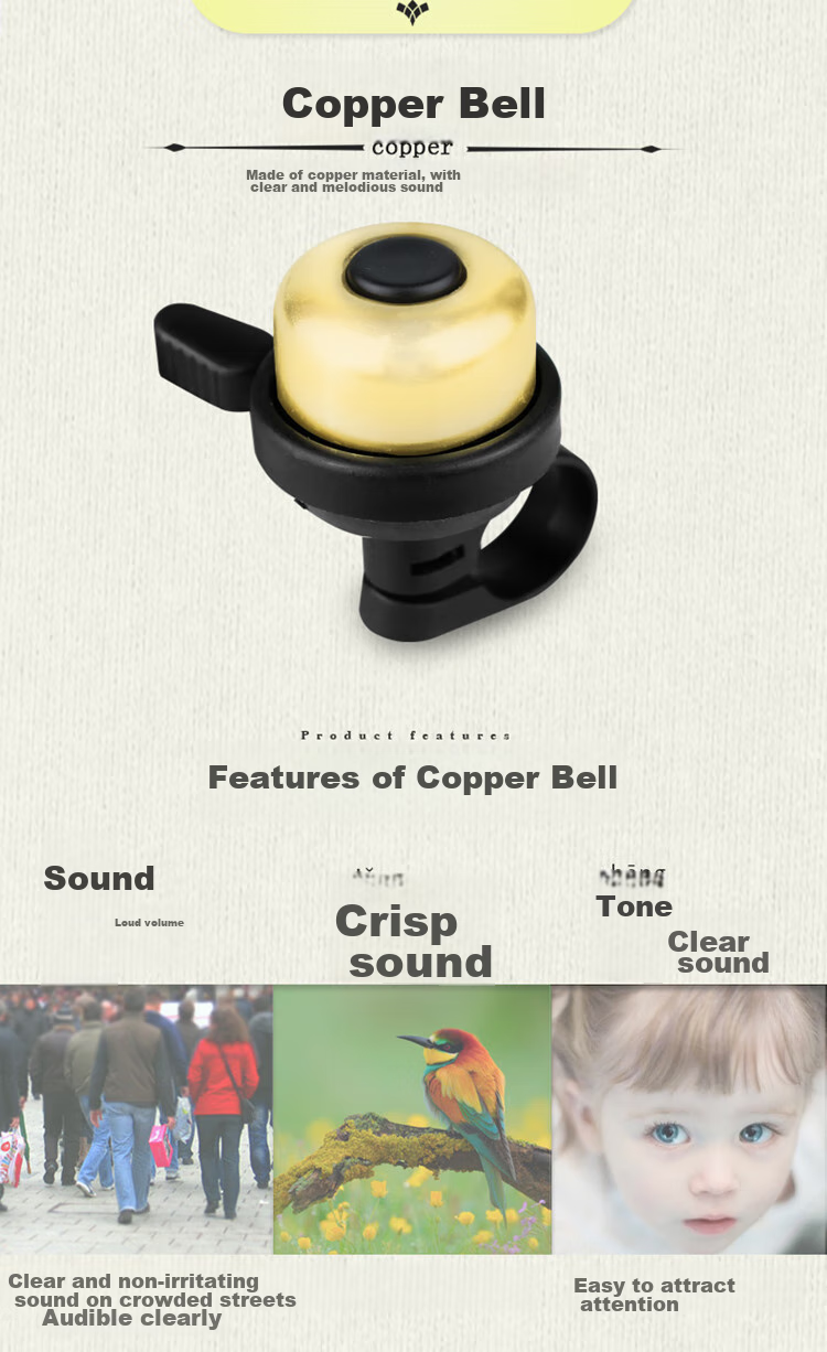 HOTUN Bicycle Bell, Loud Mountain Bike Bell, Old-Style Horn, Children's Bicycle Accessory, Complete Set, Universal XLD-02 Silver 4
