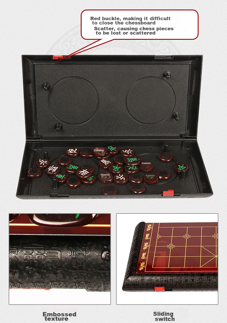 FORTHGOER Magnetic Folding Laser Engraved Extra Large A-901 Portable Chess Board, Chinese Chess Set, Back-To Essential Gift 7