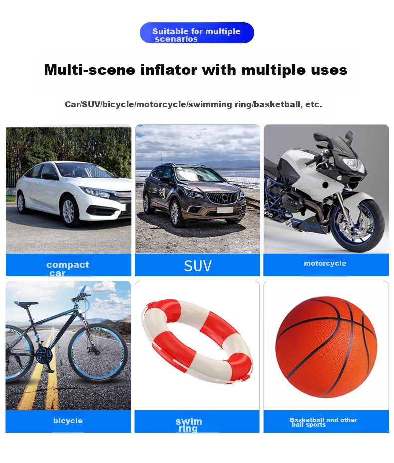 Jumu Car Air Pump, Electric Tire Inflator for Vehicles, Can Measure Tire Pressure, Air Compressor with Pressure Gauge for Sedans 13