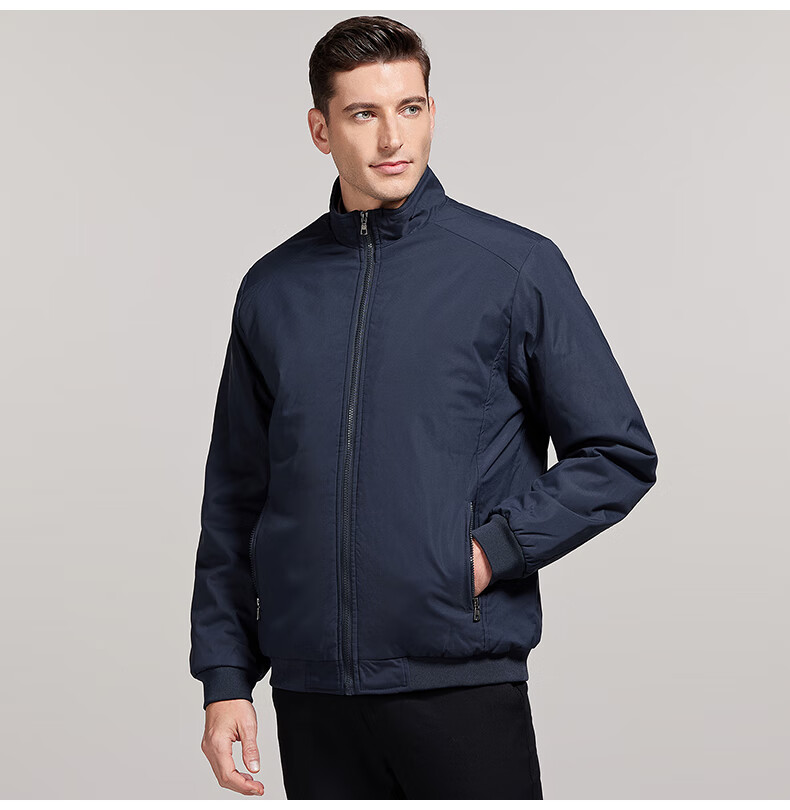 ROMON Men's Autumn Winter Business Casual Executive Cotton Padded Jacket Coat 36JM Black XL 8