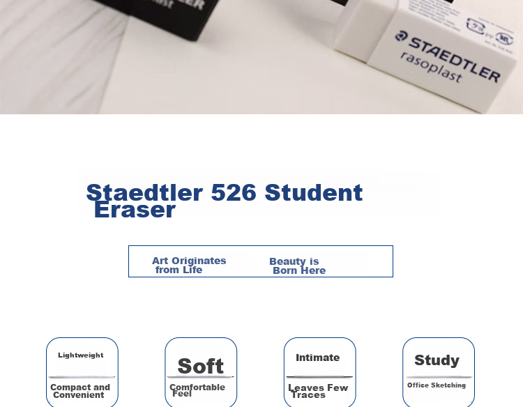 STAEDTLER Eraser, Sketching Pencil Drawing Quick Sketch Art Eraser, Low Dust, Traceless, Non-Sticky, Paper-Friendly Eraser, Back-To Essential Item 5427 2