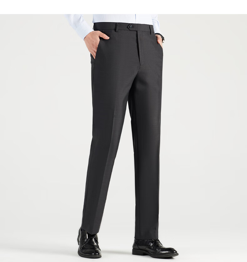 FIRS Men's High-Waist Wrinkle-Free Business Dress Pants, Casual Trousers, Professional Formal Wear, Dad's Elastic Straight-Leg Pants 10