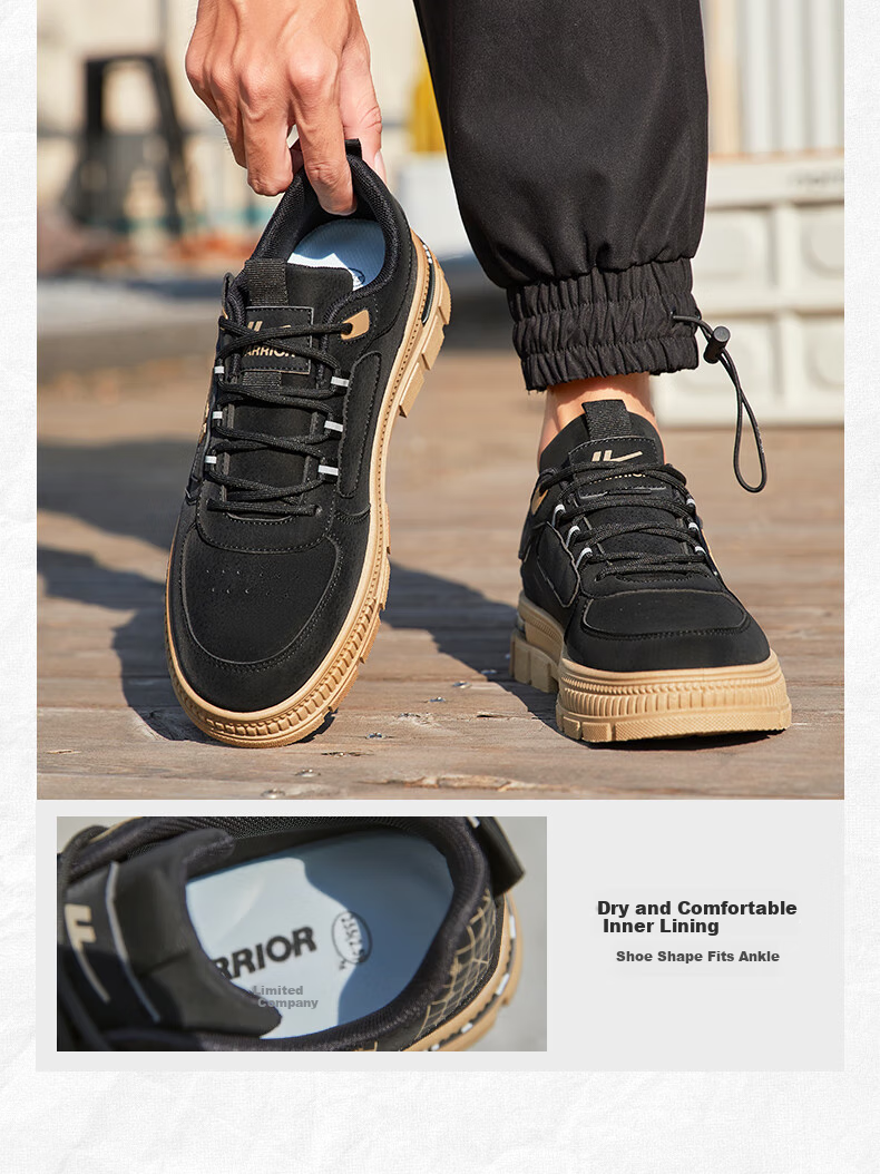 Warrior Men's Shoes, Autumn And Winter Outdoor Work Protection Shoes, Sports Work Casual Shoes for Men, 1563 Black Khaki, Size 39 8