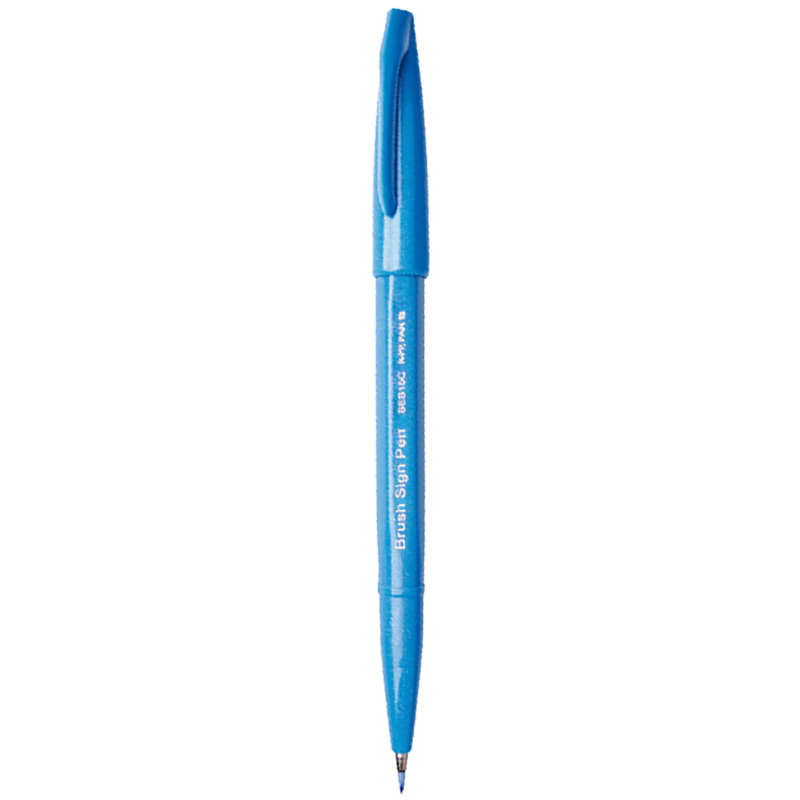 Pentel Colorful Soft Brush Pen, Elastic Tip Water-Based Pen Touch for Journaling, Letters And Cards, SES15C Sky Blue/single Pe
