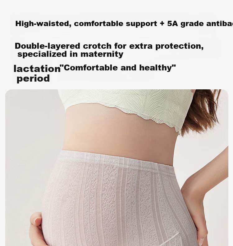 YEEHOO 10A Antibacterial Maternity High-Waist Belly Support Panties Mulberry Silk Extended Crotch Single Pair Mint Green 2XL 2