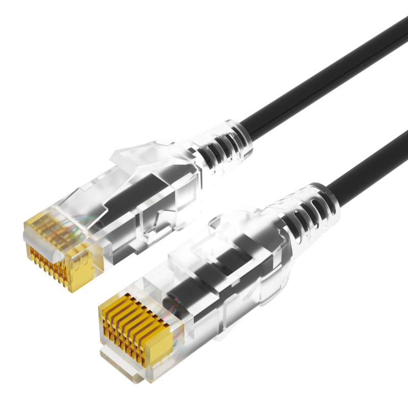 AIENKIS Cat6A Gigabit Ethernet Cable, Thin Network Patch Cord for Laptops And Home Computers, Broadband Engineering Jumper, Oxygen-Free Copper, Black, 2 Meters, AK-H6020