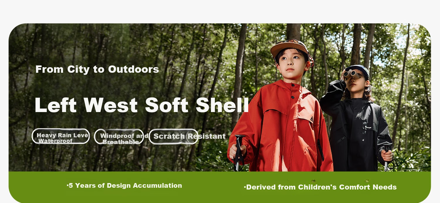 Zuo Xi Kids Children's Softshell Jacket 2025 New Autumn Boys Windproof Waterproof Coat Red 140 1