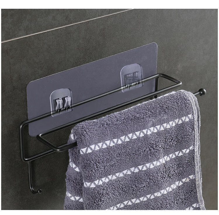 Chaoji Jia Pin Adhesive Hooks, No Drilling Required, 3M Backing Adhesive, for Bathroom Kitchen Door Curtain Rod Fixation, Pack of 4, Suitable for Dormitory And Rental Apartments 6