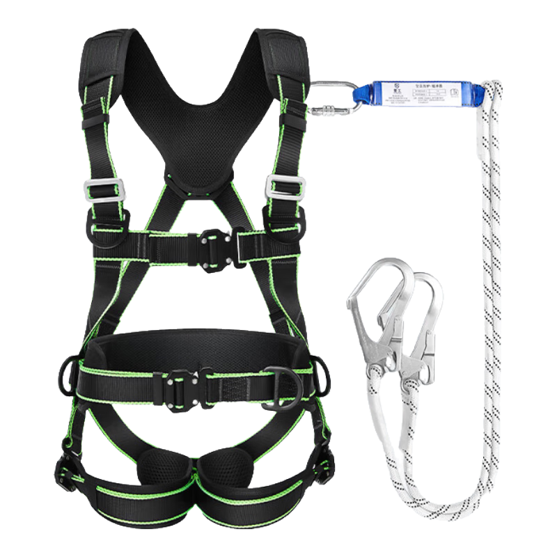 XINGGONG Five-Point Safety Harness, Individual Safety Belt, High-Altitude Construction Site Double Large Hooks with Buffer Pack 1.8 Meters XGD-10