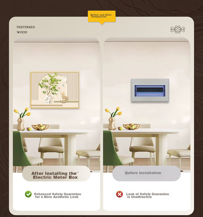 Yihuanyu Cream-Colored Decorative Painting for Electric Meter Box, Lift-Up Style Distribution Box Cover, Hanging Painting for Meter Box, No Drilling Required Wall Art 10
