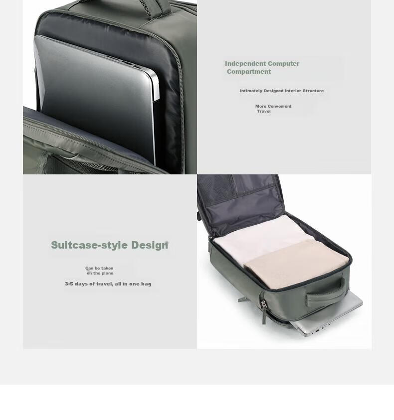 Landcase Backpack, Travel Bag for Women, Large Capacity, Shoulder Bag, Business Trip Bag, Laptop Bag for Men, 5162 Dark Green, Large Size 5
