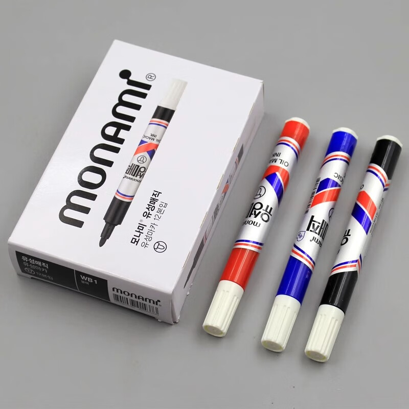Monami 05007 Imported Marker Pen Oil-Based CD Disc Pen Colorful Broad Tip Signature Pen Black 3-Pack