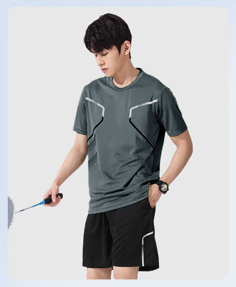 VICTORIATOURIST Men's Sports Set, Indoor Running Quick-Dry Shirt, Soccer Training Suit, Basketball And Badminton Outfit, Casual Set 23