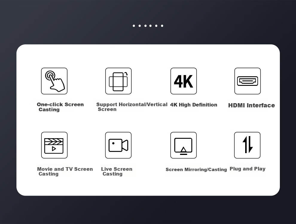 SDWS Wireless Screen Mirroring Device for Mobile Phones, HDMI Audio And Video Synchronization Transmitter, 4K HD Dual-Band Connector for Apple And Android Phones, Computers to Connect TV And Monitor SE89M 2
