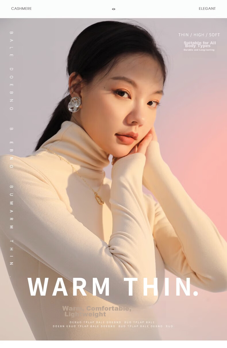 LangSha Turtleneck Base Layer for Women, Double-Sided German Velvet, Spring And Autumn Wearable, Inner Layer for Autumn, Long Sleeve, Turtleneck Top 9