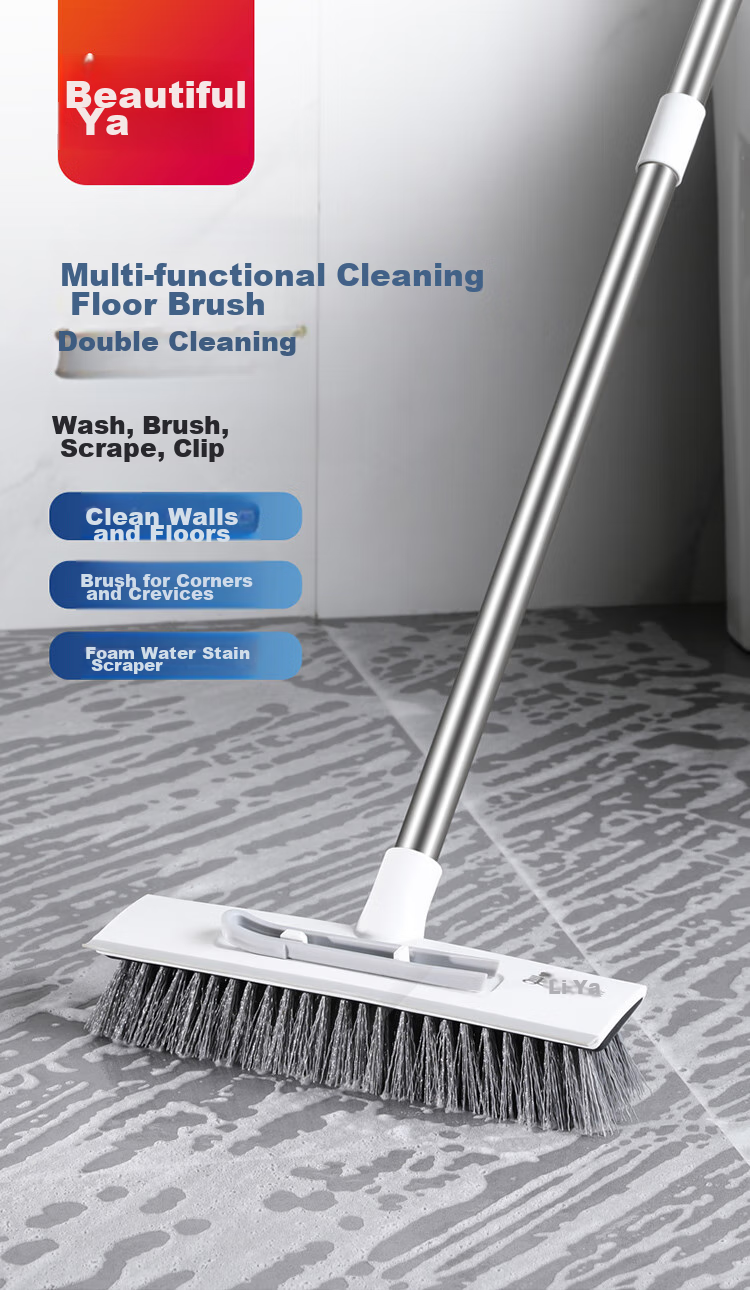 MARYYA Hard Floor Brush with Long Handle, Dual-Use Hanging Water Board Brush for Bathroom Toilet Cleaning, Specialized Cleaning Tool 1