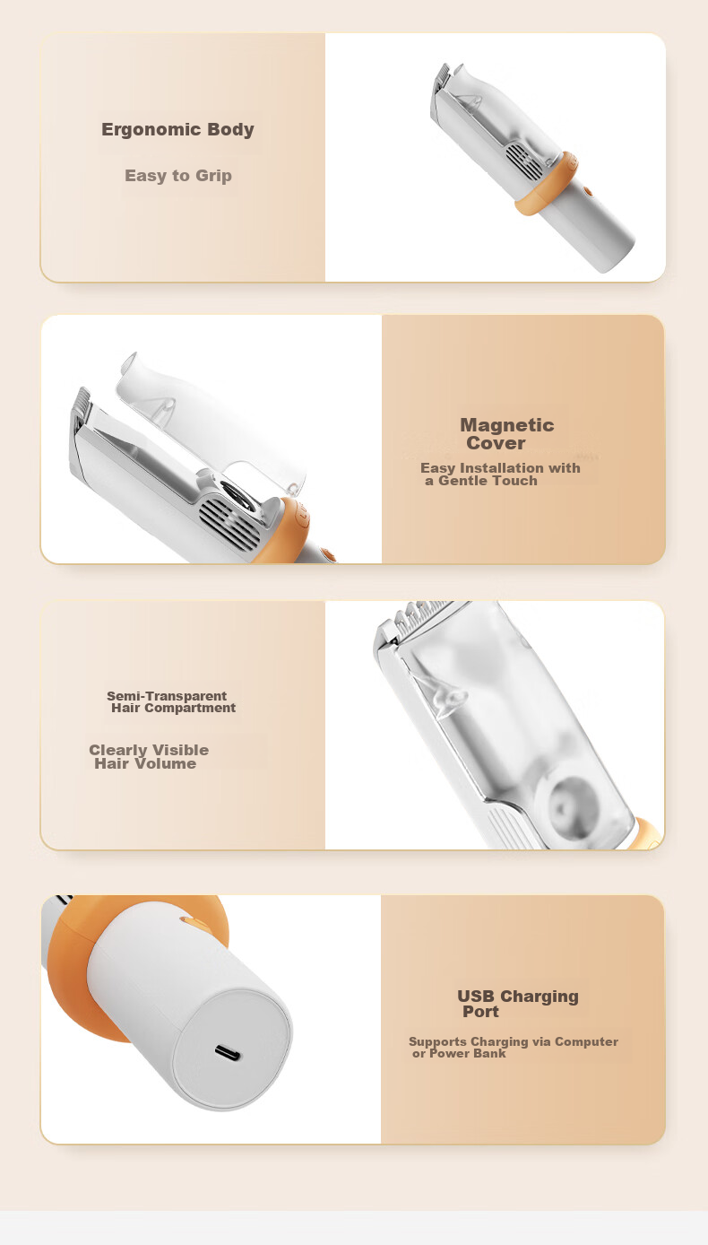 LUSN Baby Hair Clipper, Ultra-quiet, Automatic Hair Suction, for Children And Infants, Specialized Electric Shaver for Trimming Hair 15