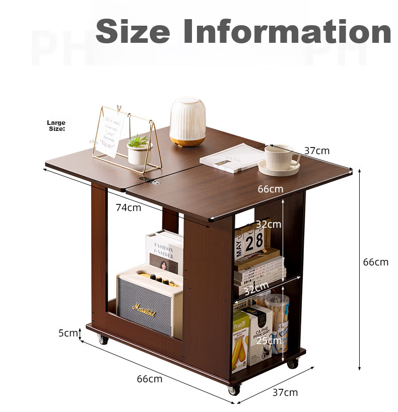 Laozhujiang Movable Side Table, Living Room Coffee Table, Sofa End Table, Multifunctional Antique Folding Tea Table, Storage Rack, Corner Cabinet 14