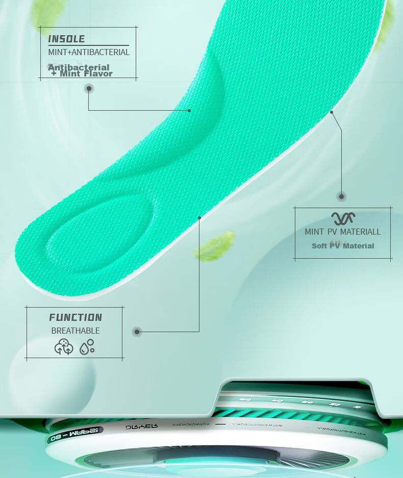 Warrior Sports Insoles for Men, Shock-Absorbing, Soft And Bouncy, Odor-Resistant, Breathable, Sweat-Absorbing, Military Training SDKJ, 1 Pair, Green And White, Size 45 2