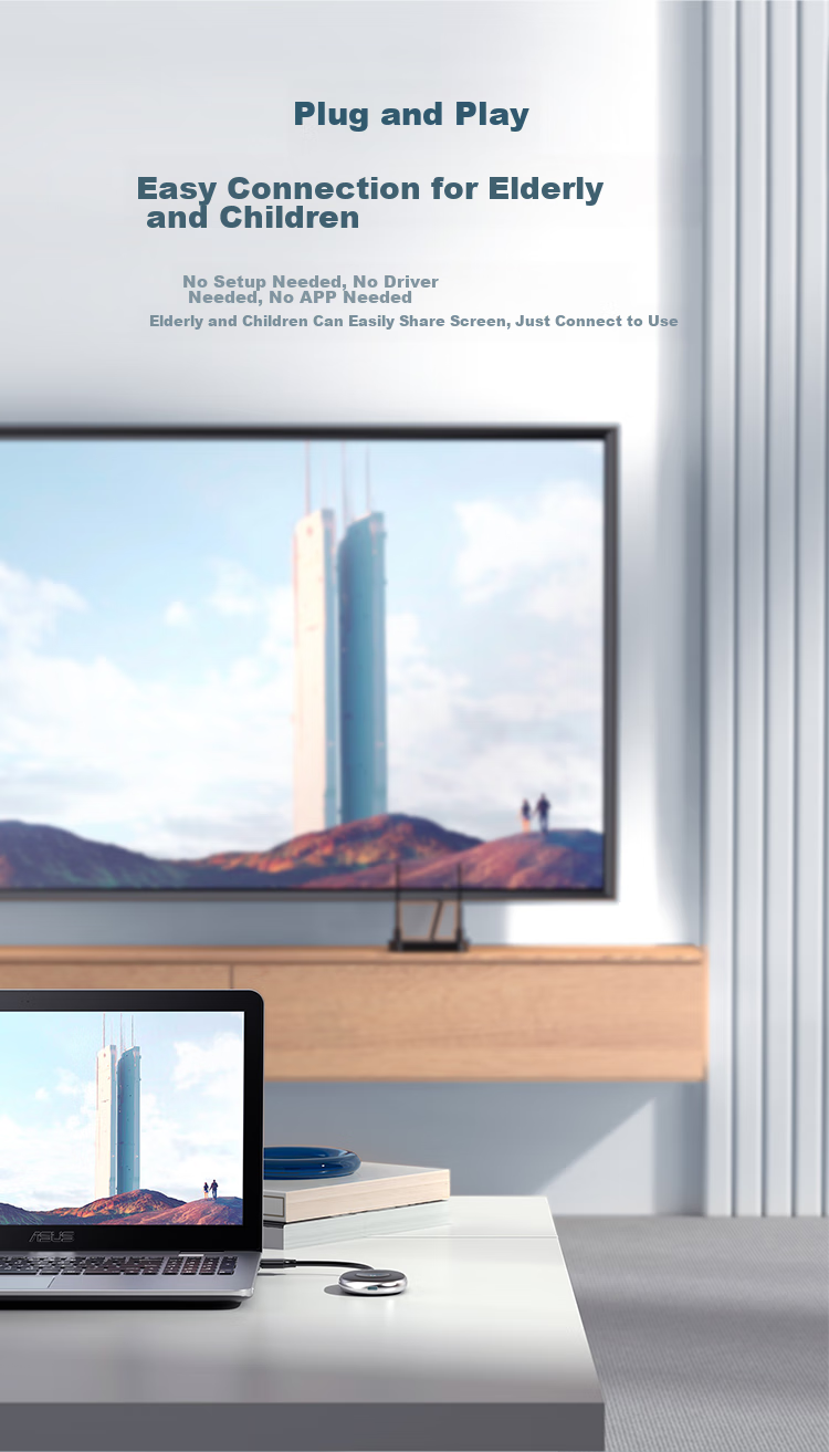 Shengwei HDMI Enterprise-Grade Wireless Screen Mirroring Device, High-Definition Conference Sharing, Laptop to Projector TV Transmitter, Point-To 50 Meters, DHD0007G 9
