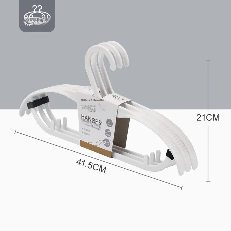 CHAHUA Clothes Hangers, Wide Shoulder Non-Slip Drying Rack, Clothes Support Hanger, Suit Plastic Coat Rack, Pack of 6