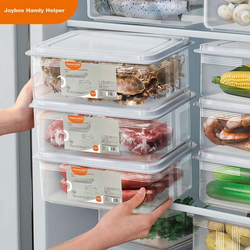 Набор контейнеров для хранения продуктов Jiabangshou, антибактериальные, герметичные, для фруктов и овощей, морозильные, 3 шт. по 2000 мл