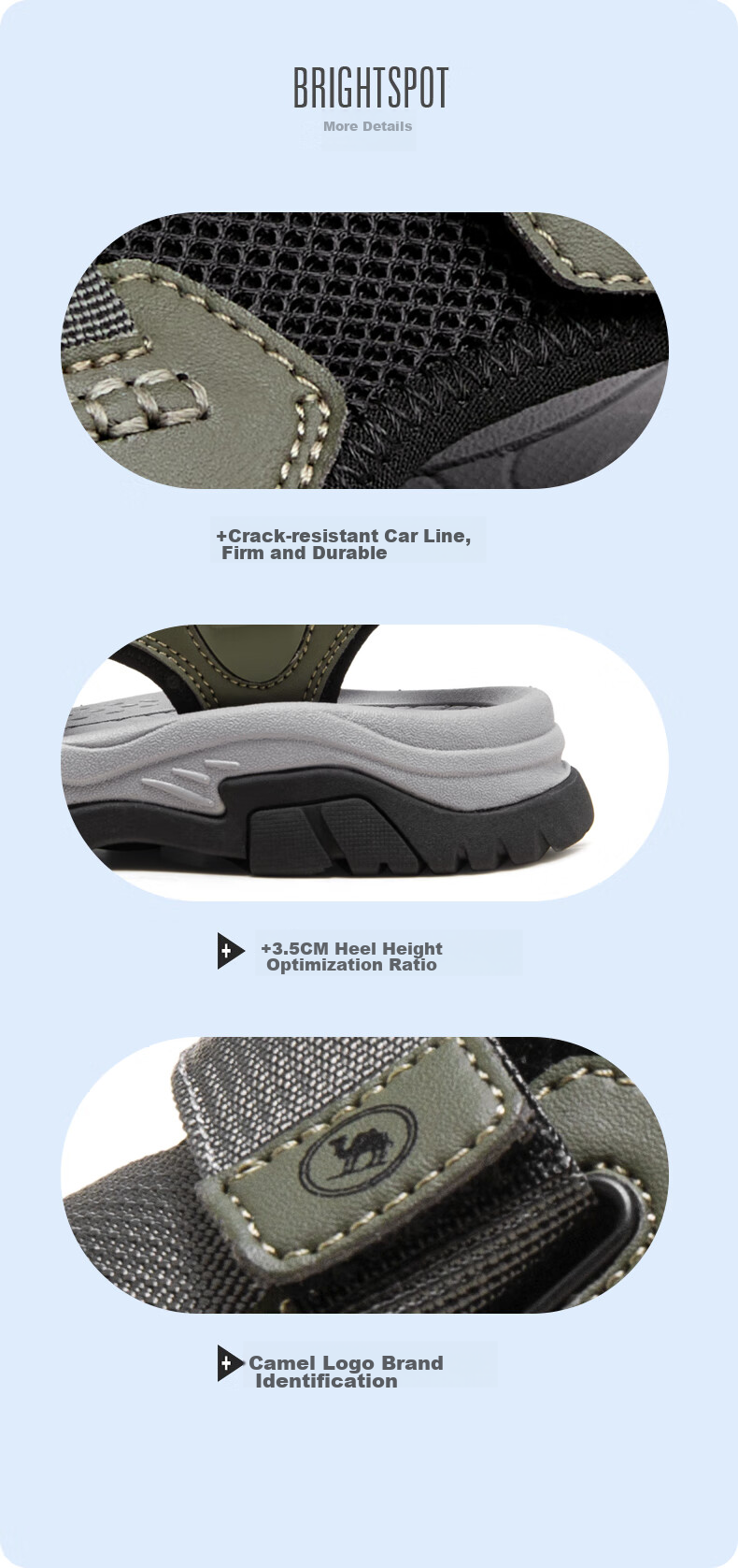 CAMEL Brand Men's Outdoor Casual Sandals, Breathable Closed-Toe Anti-Collision Beach Shoes P14M307617 Black Size 41 8