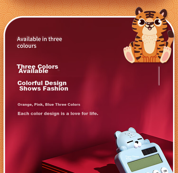 GuangBo Tiger Little King Student Calculator, Fourth Grade Cute Learning Desk Computer, Solar And Dual Power Supply, Office Supplies, Pink, N31662 13