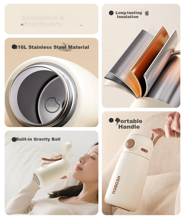 NRMEi Straw Insulated Cup for Pregnant And Postpartum Women, Lying Down Drinking Water, Ladies' 316L Stainless Steel High-Value Student Children's Water Bottle 9