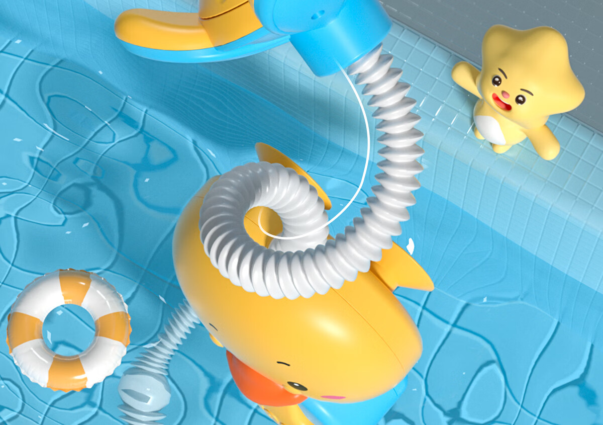 Xinge Baby Bath Toy, Infant Shower Head, Electric Duck, Children's Water Play Toy, Baby Water Play Toy, Birthday Gift for Boys And Girls 12