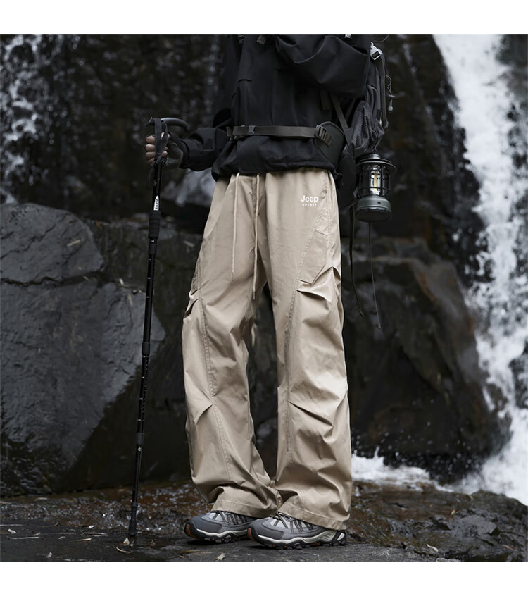 JEEP Men's Outdoor Functional Cargo Casual Pants Spring Tactical Sports Pants Black XL 5