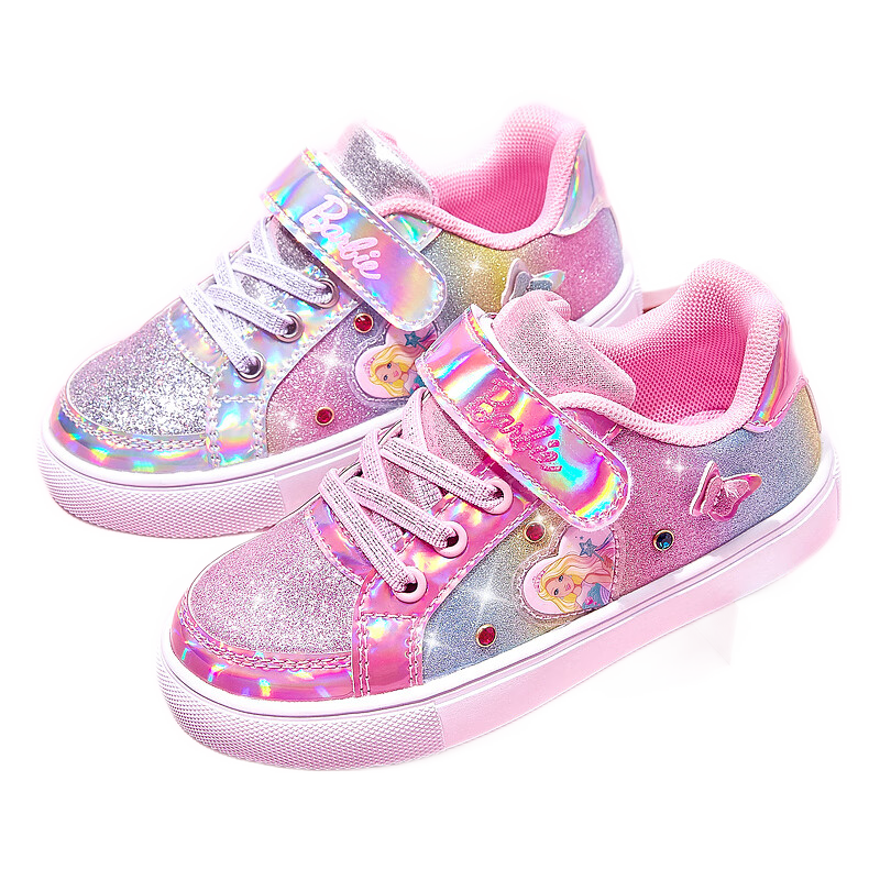 Barbie Girls' Low-Top Sneakers, Princess Style, Spring And Autumn Fashion, Children's Sports Shoes, DA5355 Pink, Size 31