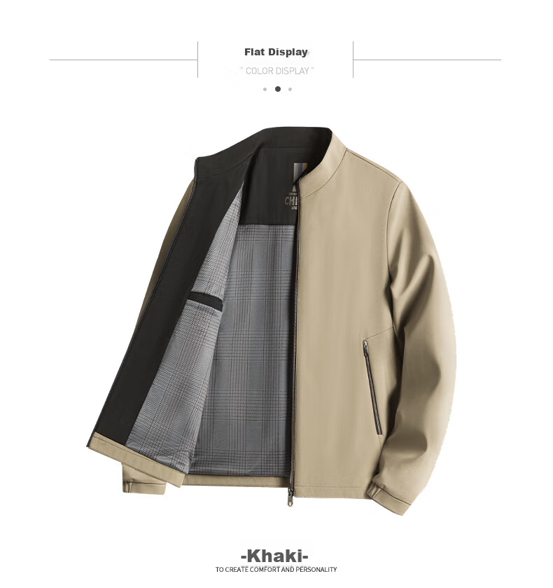 Baocaiyang Middle-Aged Dad Casual Jacket for Men, Spring And Autumn Stand-Up Collar Cadre Uniform Outerwear, Middle-Aged And Elderly Men's Clothing 11