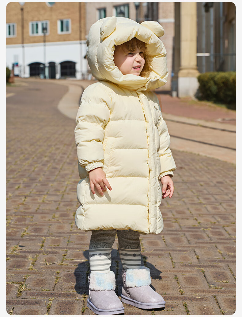 DAVE & BELLA Kids Long Down Jacket Boys Winter Coat Girls Three-Proof Outerwear Baby Toddler Winter Clothes 1