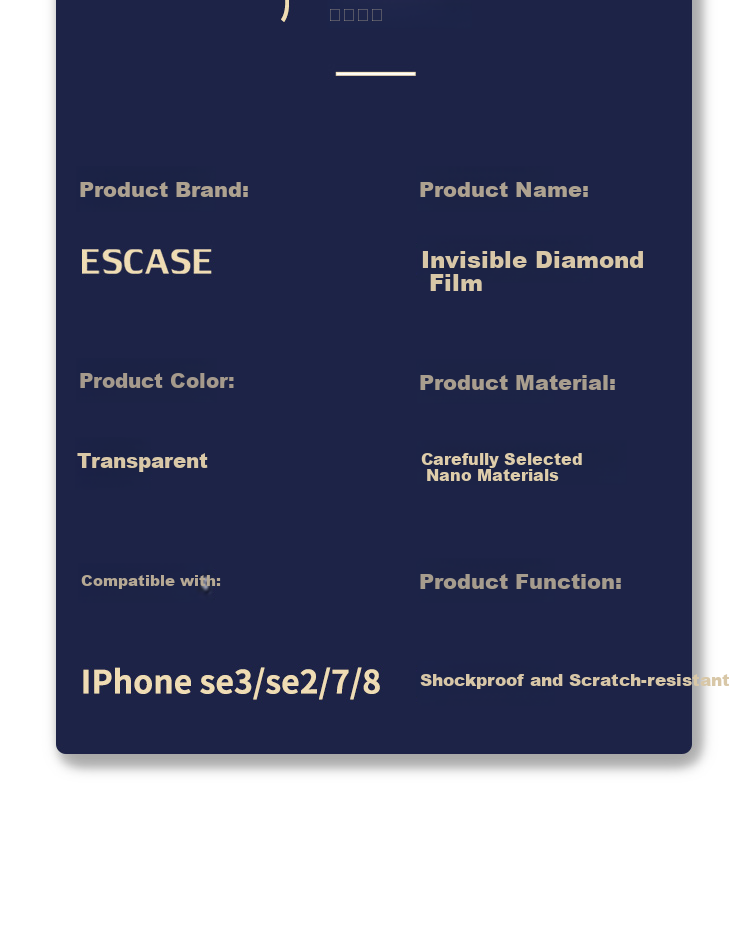 ESCASE IPhone SE 3 Tempered Glass Screen Protector, Transparent HD Full Coverage Glass Front Film for IPhone SE 3, Compatible with 7/8/SE/SE 2/SE 3, Clear 7