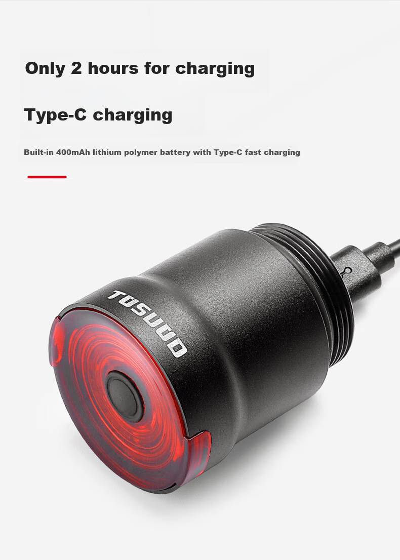 Tasiduizhang Bicycle Taillight, Mountain Bike Sensor Safety Warning Light, High Brightness Flashing Cycling Equipment, Handlebar Model 9
