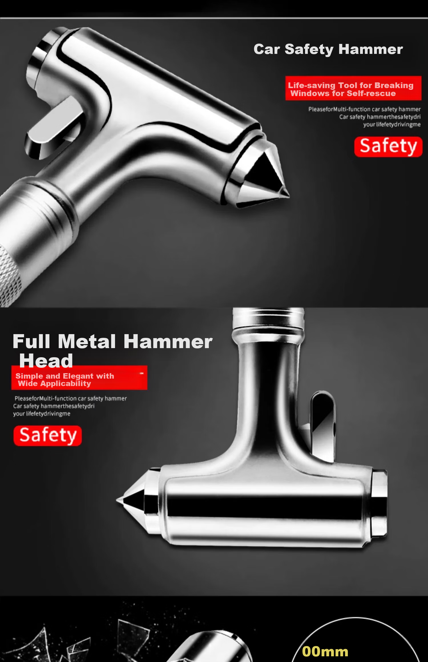 Heimang Car Safety Hammer, Multi-Functional Life-Saving Hammer, Escape Window Breaker, Survival Hammer [Tungsten Steel Model], Safety Hammer 4