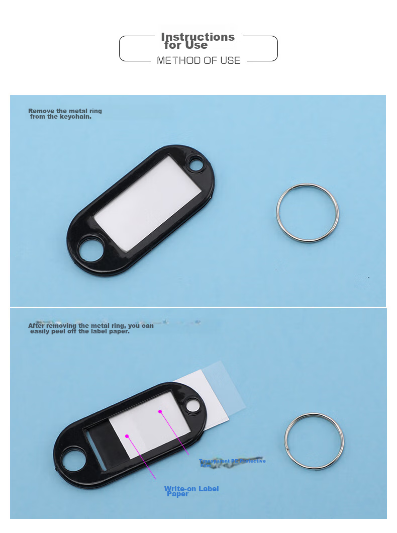 Befon Key Tag, Key Management Hanging Tag, Classification Marker, Key Chain, 2459 Office Key Pendant, Office Supplies, Black, 50 Pieces/box 8