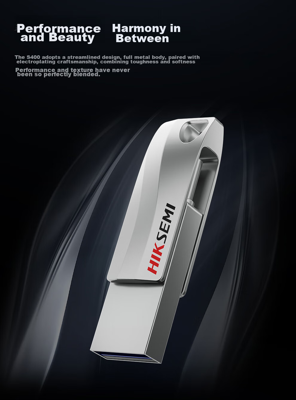 HIKVISION 128GB Dual-Interface Type-C Smartphone USB Flash Drive S400, USB3.2 High-Capacity Fast Flash Drive, Read Speed 450MB/s, Compatible with Huawei And Apple Phones, Computers, Universal Thumb Drive 5