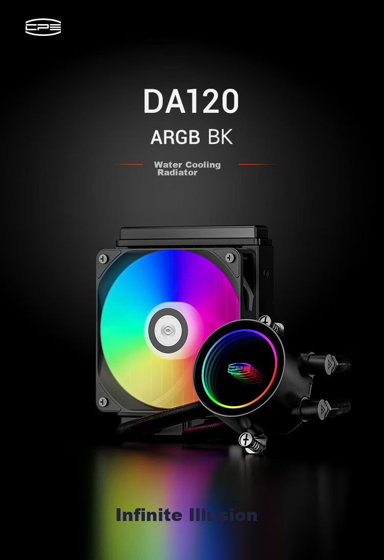 PCCOOLER Jumbo Wave 120 DA120 All-In Liquid CPU Cooler ARGB/RGB Lighting/Integrated Design/Supports 1200/1700/AM5/Standard Thermal Paste Included 1