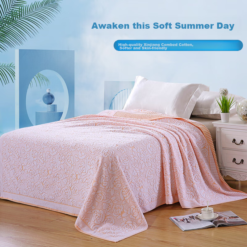 Hengyuanxiang Cotton Blanket, Summer Thickened Nap Air Conditioning Blanket, Single-Person Throw Blanket, Towel Blanket, 150*200cm
