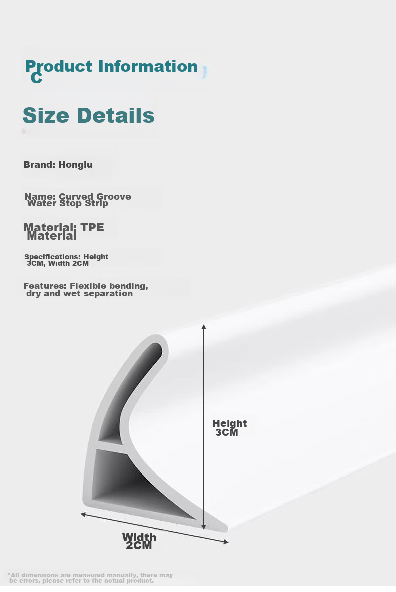 Honglu Bathroom Water Barrier Strip, White Hollow-Out Design, 2m Long, for Bathroom And Kitchen Floor Wet And Dry Separation, Flexible 12