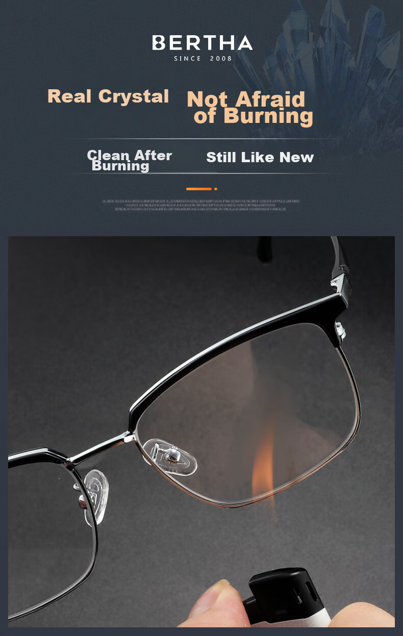 Bertha East China Sea Natural Crystal Lens Brand Reading Glasses for Men, Stone Eyeglasses, High-End Clear Anti-Scratch Wear-Resistant, Gift for Father 8