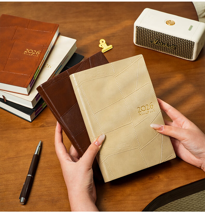 Wen'ao A5 Creative Thickened Vintage 365-Day Diary 2026 Planner Notebook School Season Schedule Punch Card Premium Business Office Journal Light Brown 9